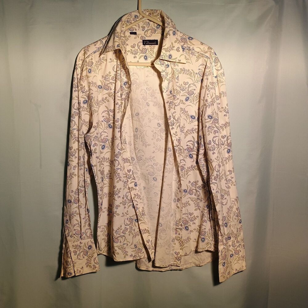 7 Diamonds Men's Floral Button-Up Shirt – Long Sleeve Dress Shirt